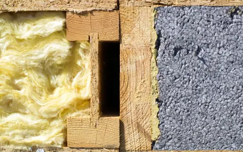 Porównanie izolacji: wełna mineralna vs styropian. Czy ocieplenie bloku wełną mineralną jest lepsze niż styropianem pod kątem pożarowym? Widok przekroju ściany.