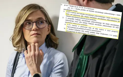 Kobieta w okularach zastanawia się, czy podatek katastralny w Polsce wejdzie w życie jeszcze w tej kadencji, analizując przepisy.