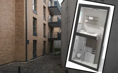 Czy mikroapartamenty poniżej 25 metrów zostaną całkowicie zakazane w 2026 roku? Widać wizualizację małego mieszkania z łóżkiem nad łazienką.