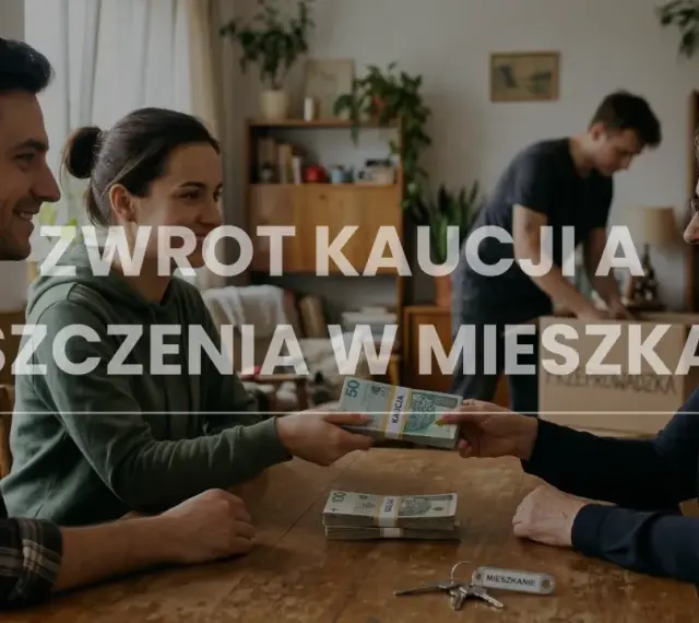 Czy system kaucyjny w nieruchomościach realnie chroni przed dewastacją mieszkania? Młode małżeństwo oddaje pieniądze starszej kobiecie.