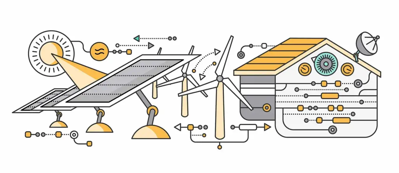 Ilustracja przedstawia dom pasywny z panelami słonecznymi i turbiną wiatrową, symbolizującymi odnawialne źródła energii. Analiza prawdziwych kosztów eksploatacji domów pasywnych w polskich warunkach klimatycznych jest kluczowa.
