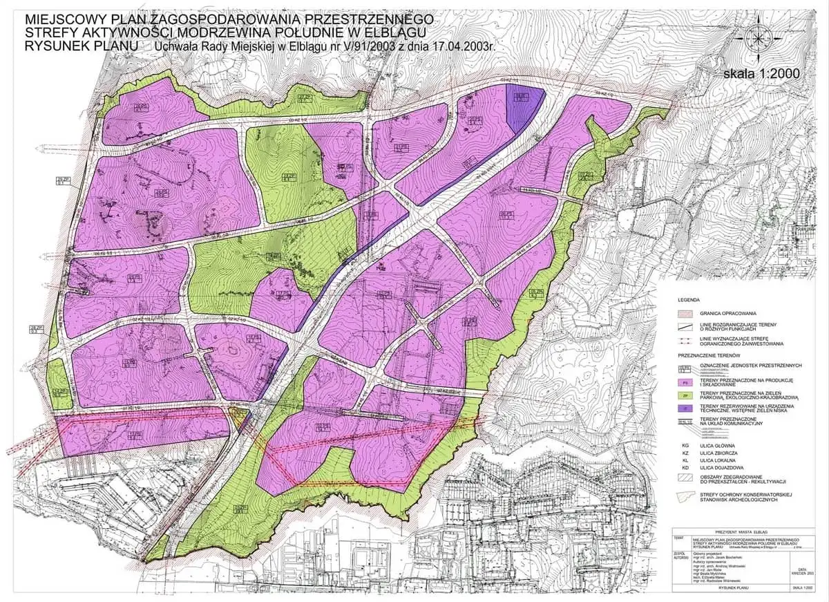 Plan zagospodarowania przestrzennego Elbląg: tereny zielone (klasa I-III) i przemysłowe. Właściciele gruntów klasy I-III nie dostaną WZ do czasu uchwalenia planu ogólnego.