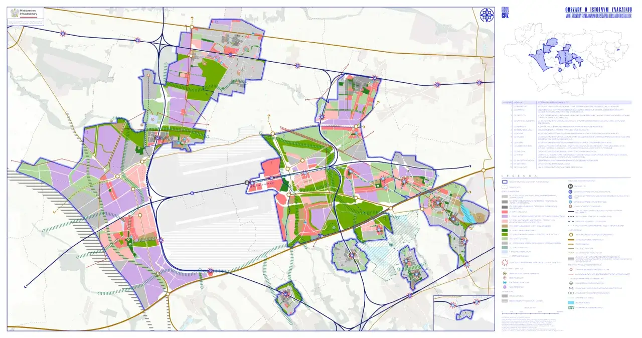 Mapa planowanego rozwoju wokół CPK. Czy warto inwestować w działki przy planowanych nitkach CPK? Analiza terenów i infrastruktury.