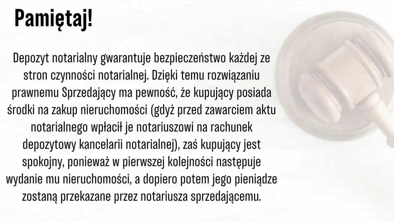 Depozyt notarialny gwarantuje bezpieczeństwo transakcji. Czy system kaucyjny przy zakupie mieszkania ochroni klientów przed upadłością biura? Notariusz pilnuje środków.